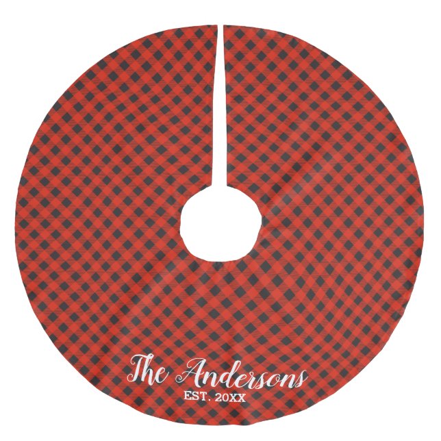 Personalized Buffalo Plaid Tree Skirt (Front)