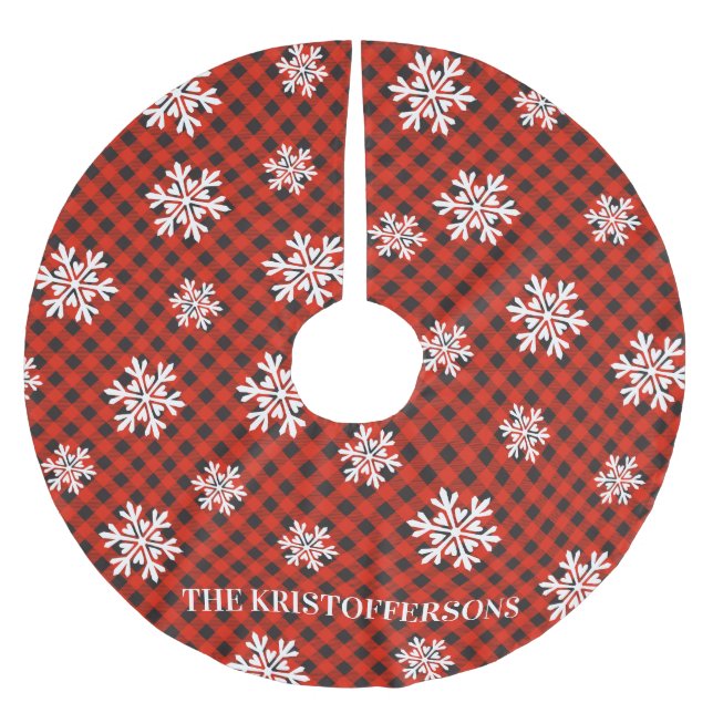 Personalized Buffalo Plaid Tree Skirt (Front)