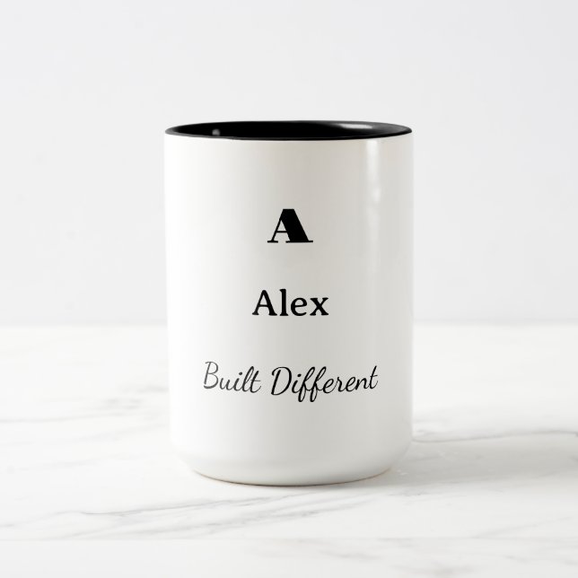 Personalized Built Different Coffee Mug Initial (Centre)