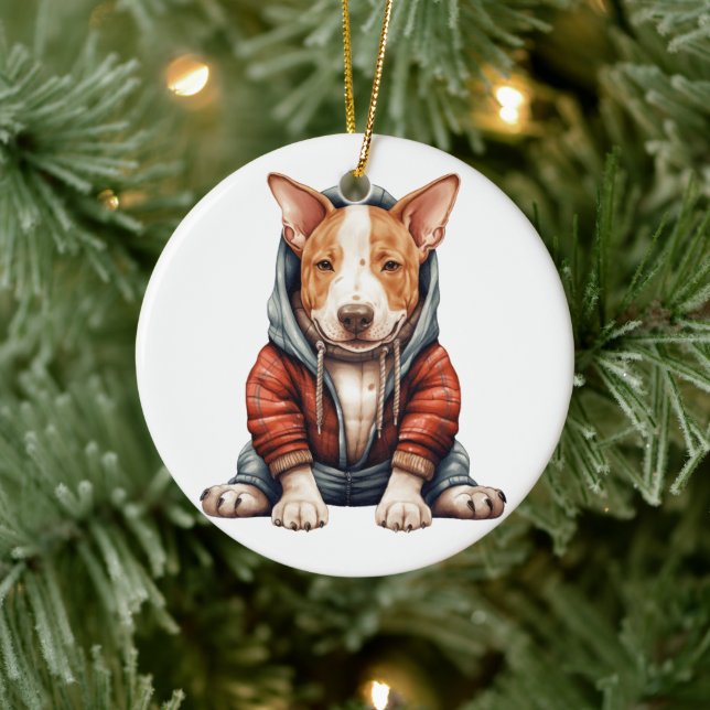 Personalized Bull Terrier Dog Ceramic Ornament (Tree)