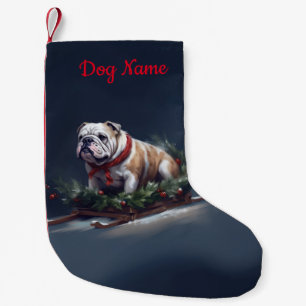 Personalized Bulldog Christmas snow winter Small Christmas Stocking