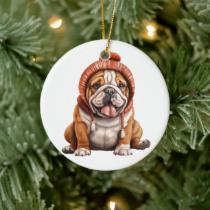 Personalized Bulldog Dog Art Ceramic Ornament