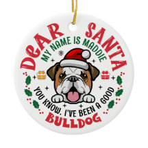 Personalized Bulldog Dog Christmas Tree Round