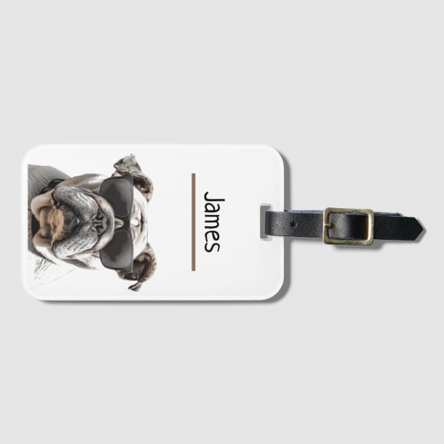 Personalized Bulldog Luggage Tag (Front Horizontal)