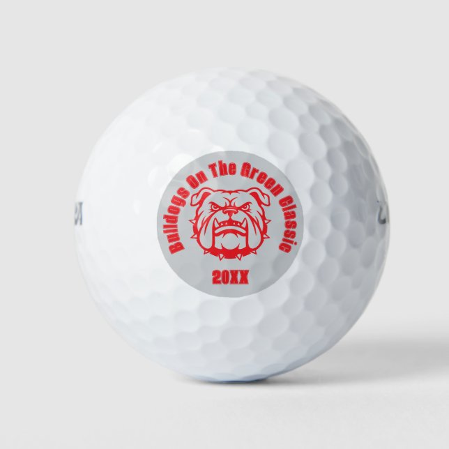 Personalized Bulldog Mascot Golf Tournament  Balls (Front)