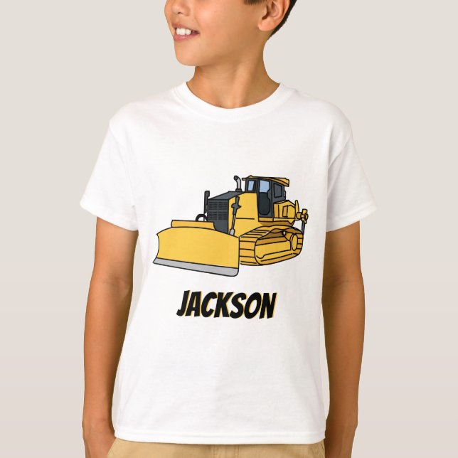 Personalized Bulldozer Construction Vehicle T-Shirt (Front)
