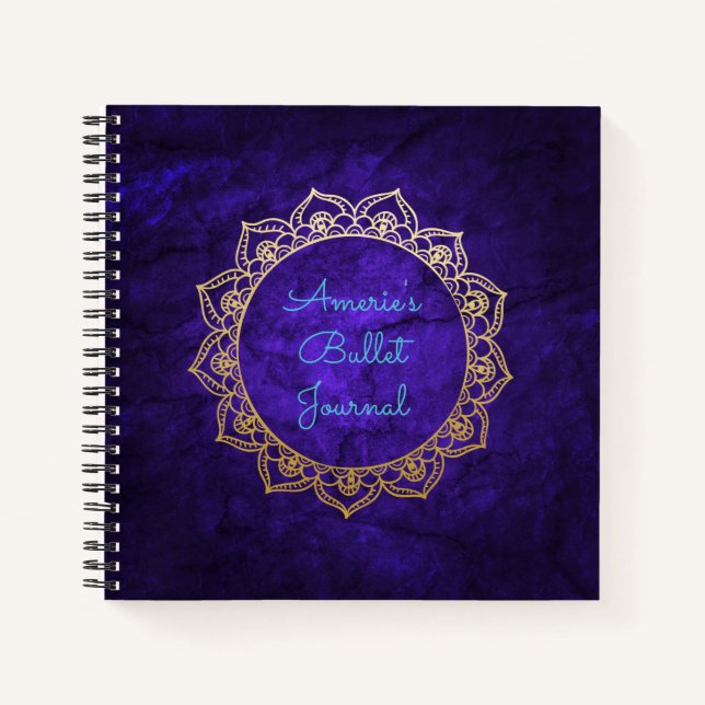 Personalized Bullet Journal Gold Mandala (Front)