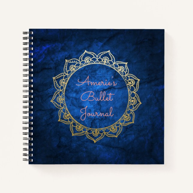 Personalized Bullet Journal Gold Mandala (Front)