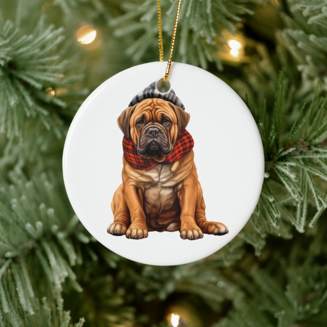 Personalized Bullmastiff Dog Ceramic Ornament (Tree)