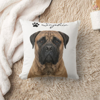 Personalized Bullmastiff Dog Photo Throw Pillow