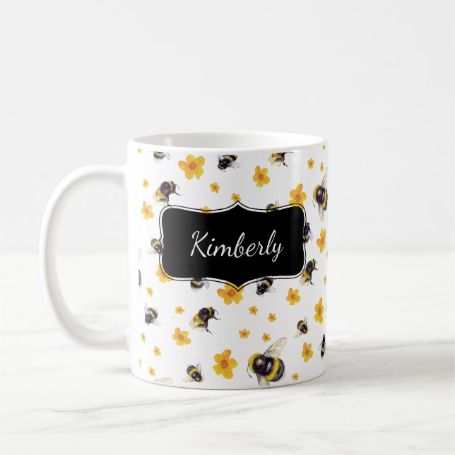 Personalized Bumble Bee Coffee Mug (Left)