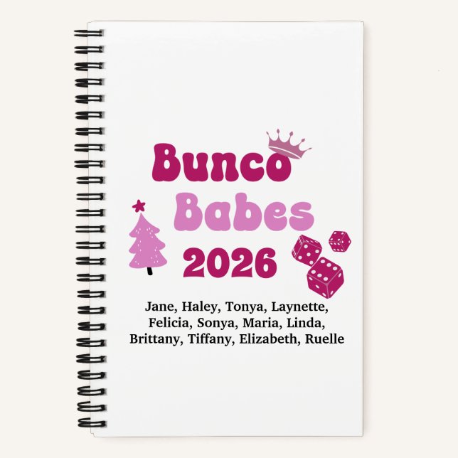 Personalized Bunco Babe  Notebook (Front)