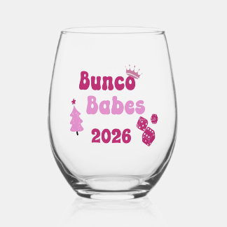 Personalized Bunco Babe Stemless Wine Glass