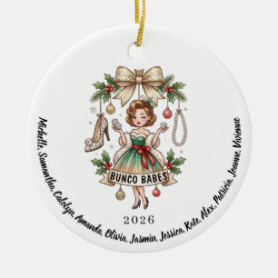 Personalized Bunco Babes Name Year Christmas Gift Ceramic Ornament