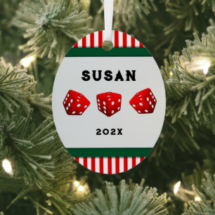 Personalized Bunco Holiday Gift Metal Ornament