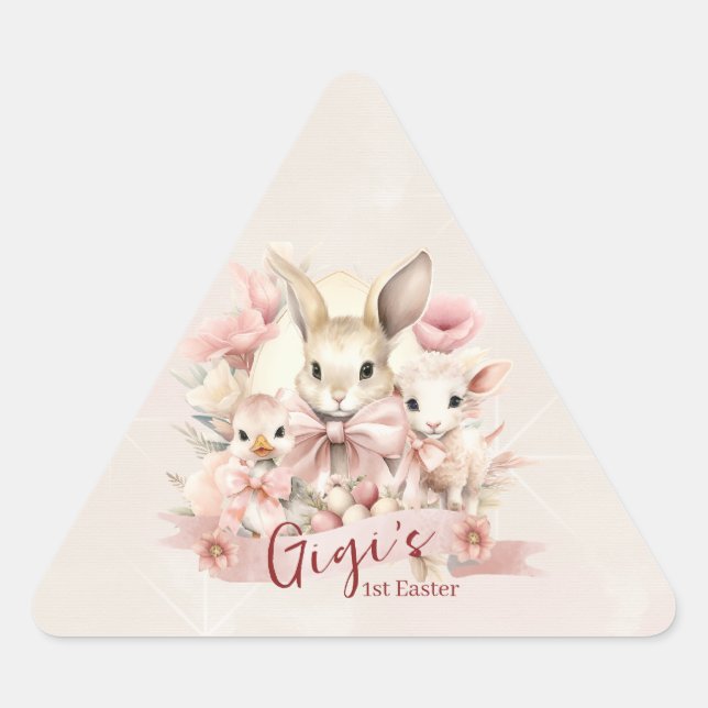 Personalized Bunny, Chick & Lamb Party Stickers (Front)