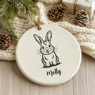 Personalized Bunny Christmas Ceramic Ornament