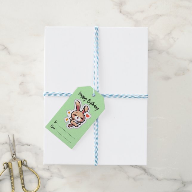 Personalized Bunny Gift Tag (With Twine)