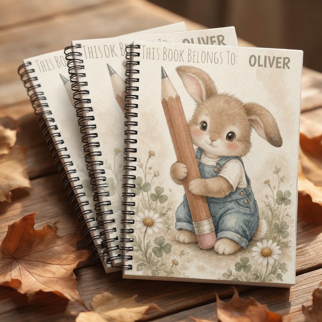 Personalized Bunny Notebook Back to School Journal (Personalized Bunny this book belong to for  boys)