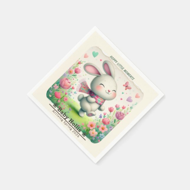 Personalized Bunny Paper Party Napkins (Corner)