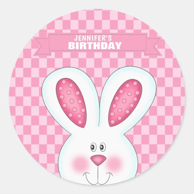 Personalized Bunny Rabbit Birthday  Sticker (Front)