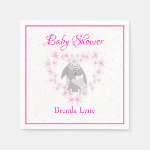 Personalized Bunny Rabbit Girl Pink Baby Shower Napkin