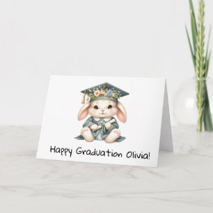 Personalized Bunny Rabbit Graduation  Card