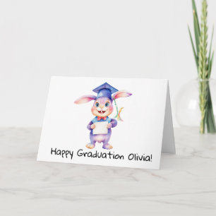 Personalized Bunny Rabbit Graduation Card