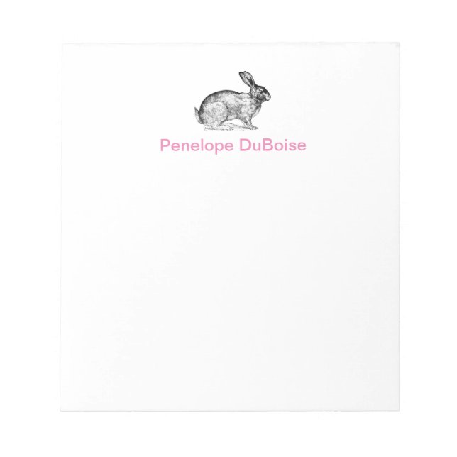 Personalized Bunny Rabbit Note Pad (Front)