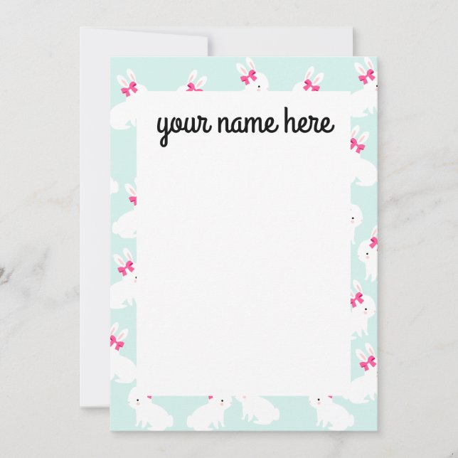 Personalized Bunny Rabbit Notecards (Front)