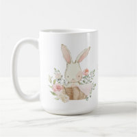 Personalized Bunny Rabbit Pastel Flowers