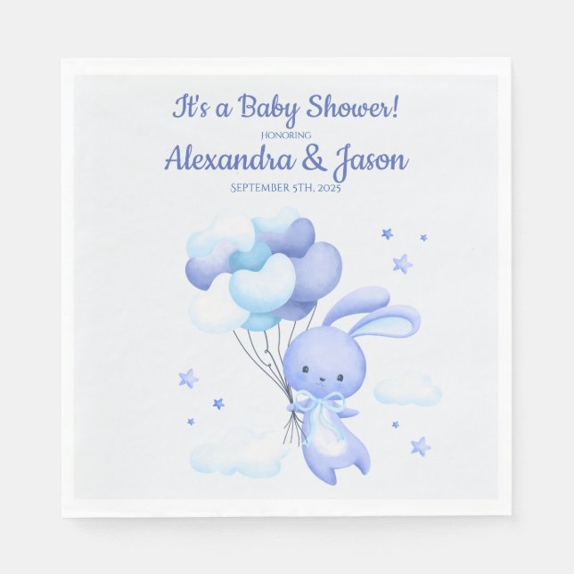 Personalized Bunny Rabbit Woodland Baby Shower Napkin (Front)