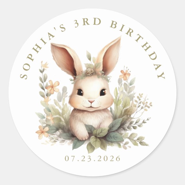 Personalized Bunny Round Stickers (Front)