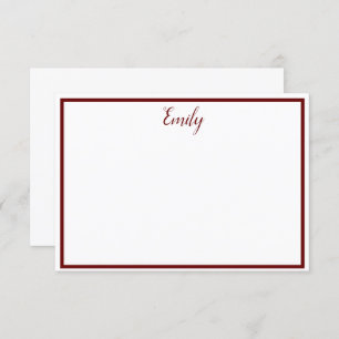 Personalized Burgandy and White Note Cards