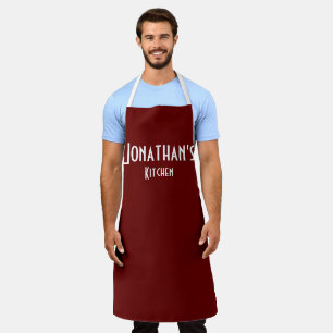 Personalized Burgundy Apron
