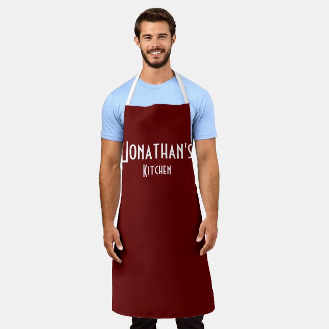 Personalized Burgundy Apron (Worn)
