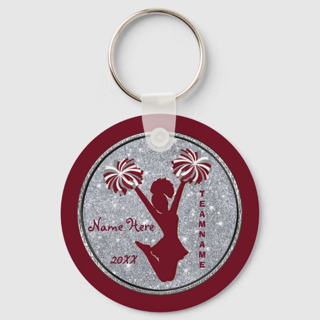 Personalized Burgundy Cheer Gifts for Cheer Party Keychain (Front)