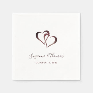 Personalized Burgundy Connected Hearts Napkin