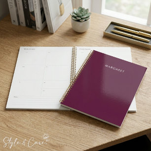 Personalized Burgundy Custom Name Planner