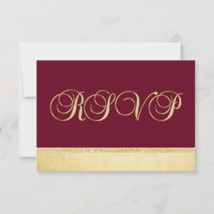 Personalized Burgundy Fall Gold RSVP Wedding Card