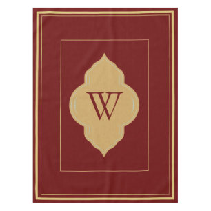 Personalized burgundy & gold initials  tablecloth