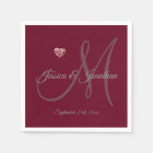 Personalized BURGUNDY Heart Monogrammed Wedding