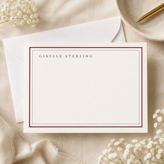 Personalized Burgundy Ivory Double Border Card (Creator Uploaded)