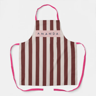 Personalized Burgundy & Ivory Stripe Apron