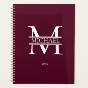 Personalized Burgundy Monogram Initial Minimalist Planner