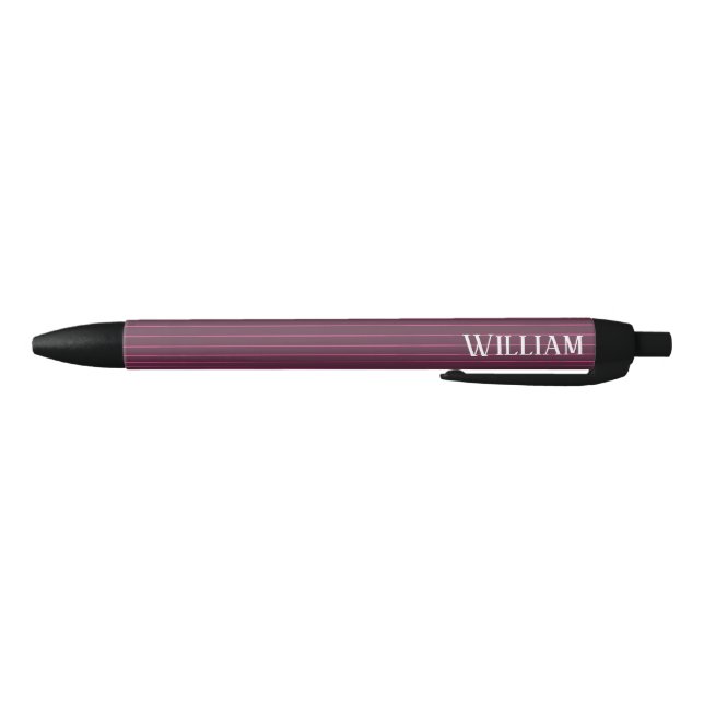Personalized burgundy pinstripes black ink pen (Bottom)