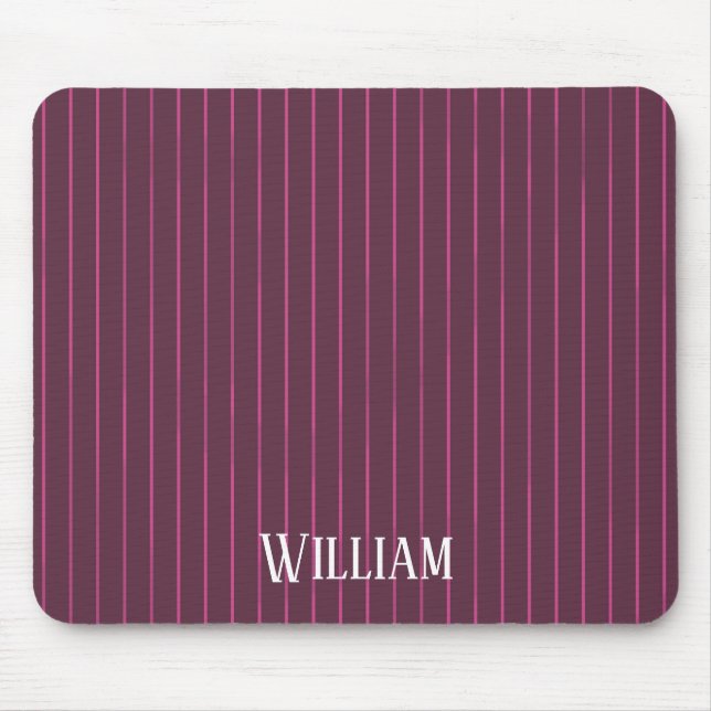 Personalized burgundy pinstripes mouse pad (Front)