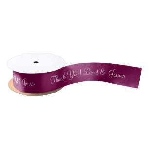 Personalized burgundy red wedding favour ribbon satin ribbon