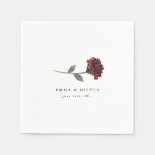 Personalized Burgundy Rose Floral Wedding Napkin