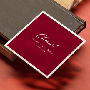 Personalized Burgundy Wedding Napkins